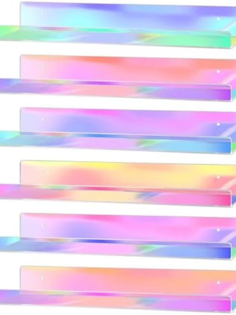 3-Tier Iridescent Acrylic Floating Shelves (Set of 3)